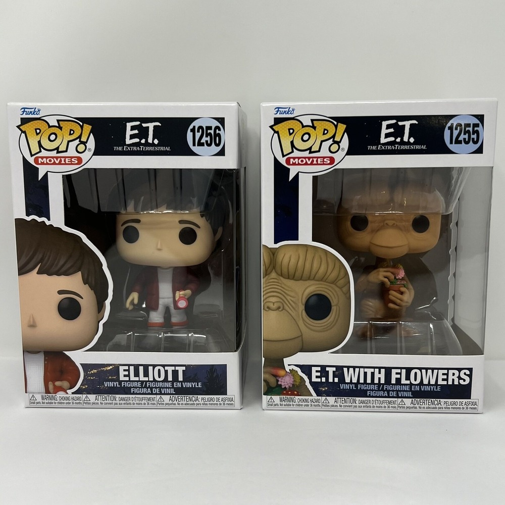 Funko Pop! Movies: E.T. And Elliot - E.T with flowers #1255 and Elliot #1256 NIB - Picture 3 of 16